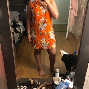 orange floral dress